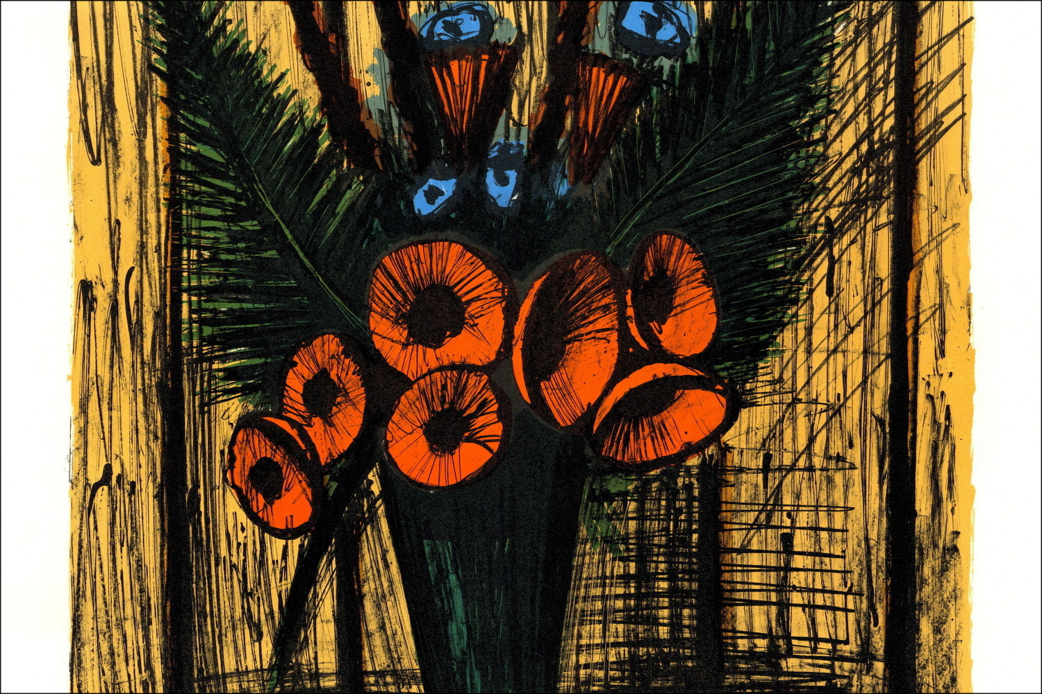 Bernard Buffet, Fiori in un vaso 1981, litografia originale