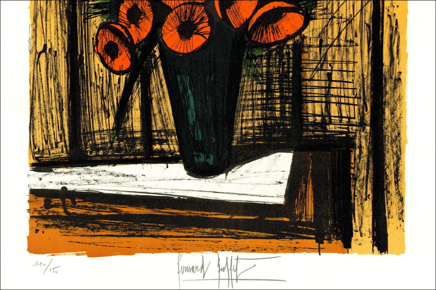 Bernard Buffet, Fiori in un vaso 1981, litografia originale
