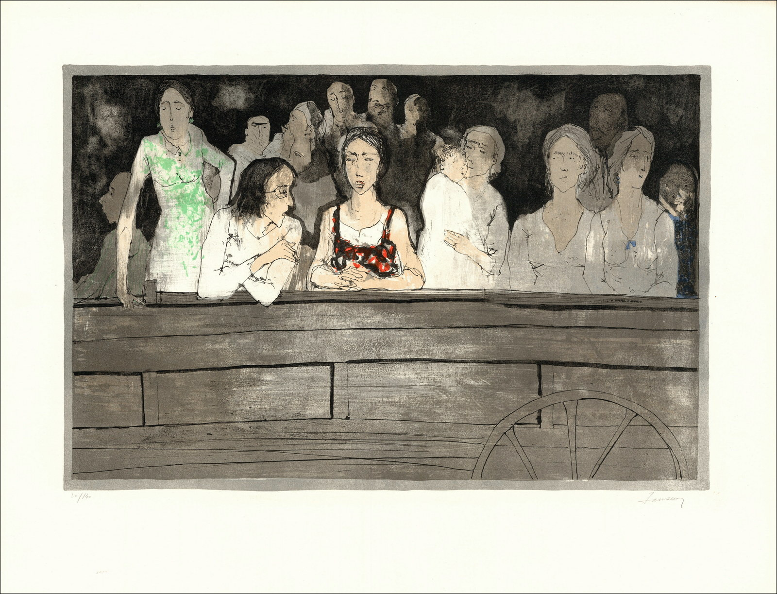 copy of JANSEM Jean - Original lithograph "The Arena, the Tribune II" 50x65cm