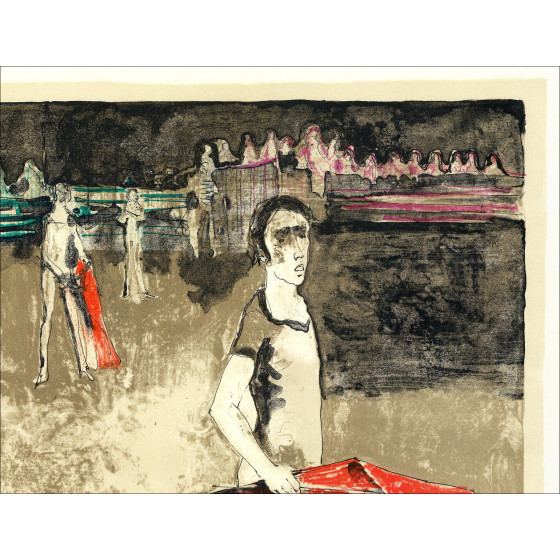 Jean Jansem, Die Arena, der rote Umhang (1971) | Original-Lithografie