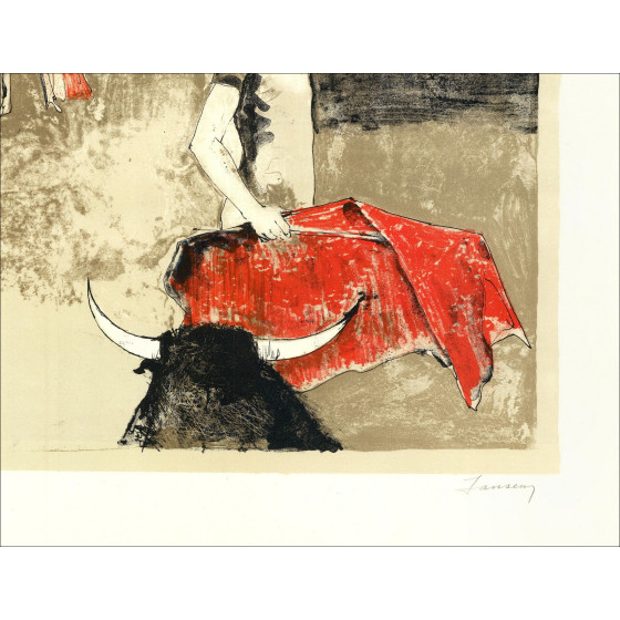 Jean Jansem, L'arena, la muleta (1971) | Litografia originale