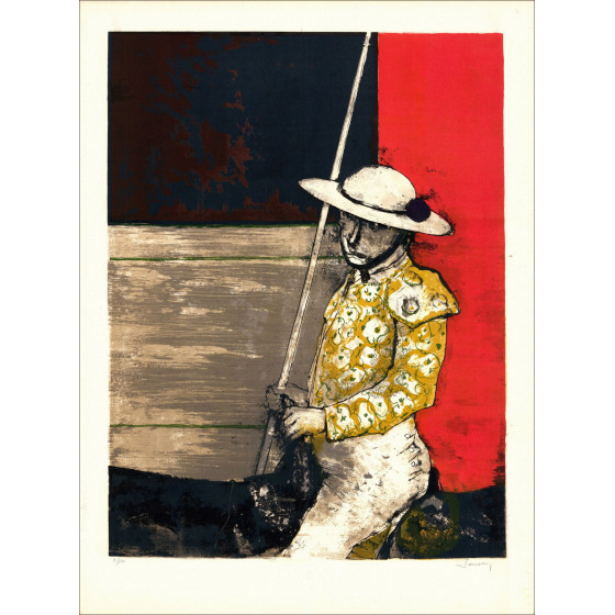 Jean Jansem, L'arena, la muleta (1971) | Litografia originale