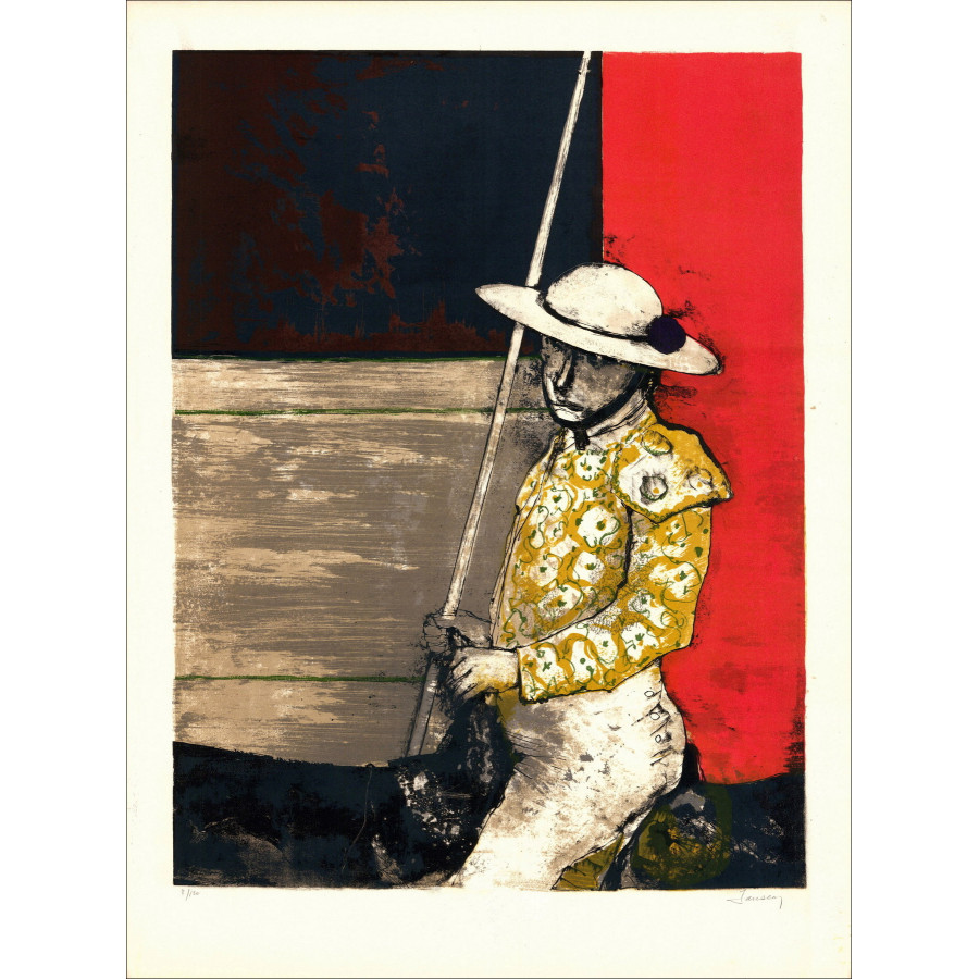 Jean Jansem, Die Arena, der rote Umhang (1971) | Original-Lithografie