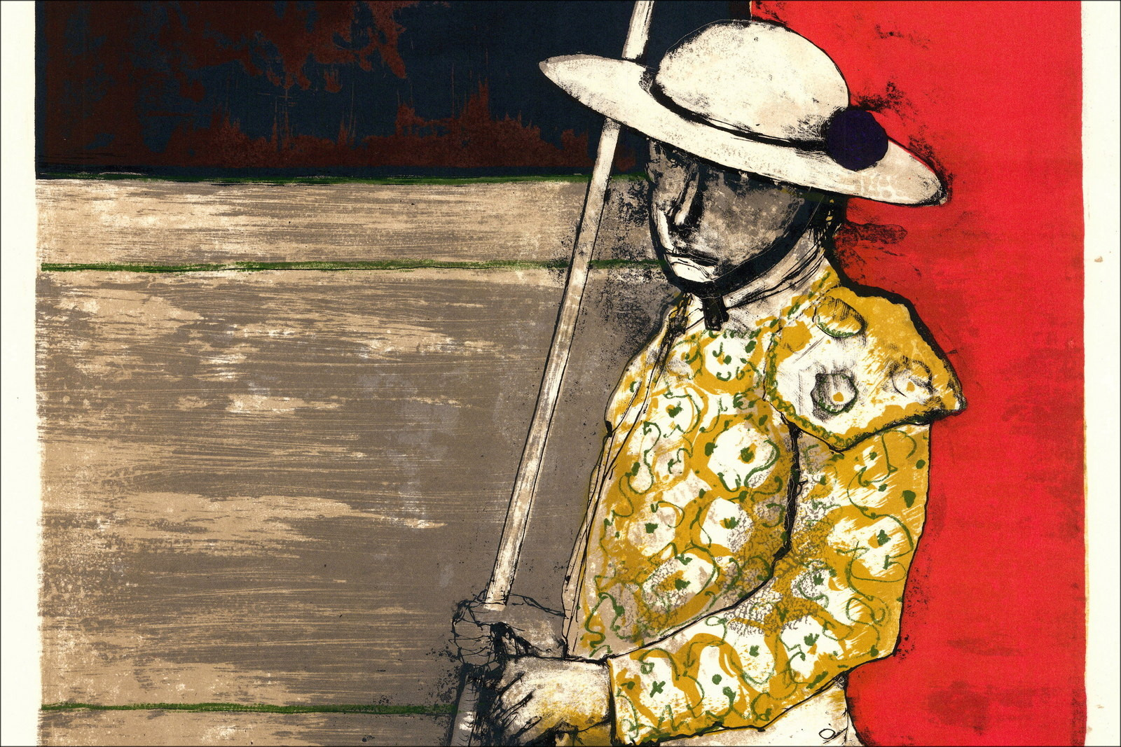 Jean Jansem, Die Arena, der rote Umhang (1971) | Original-Lithografie
