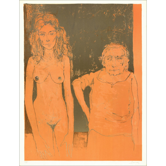 Jean Jansem, Twee vrouwen rond 1975 | Originele lithografie