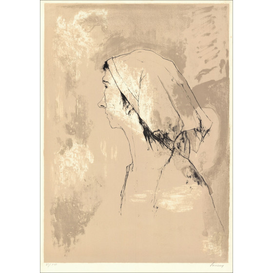 Jean Jansem, Mujer de perfil (1975) | Litografía original