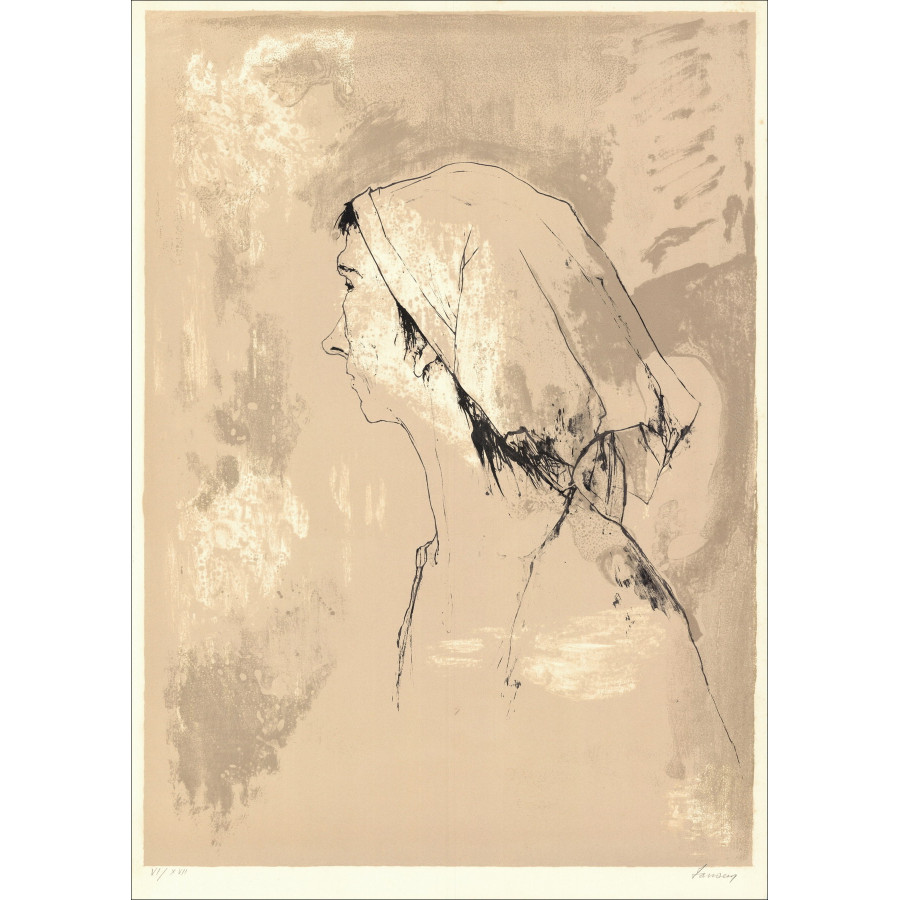 Jean Jansem, Woman in Profile (1975) | Original lithograph