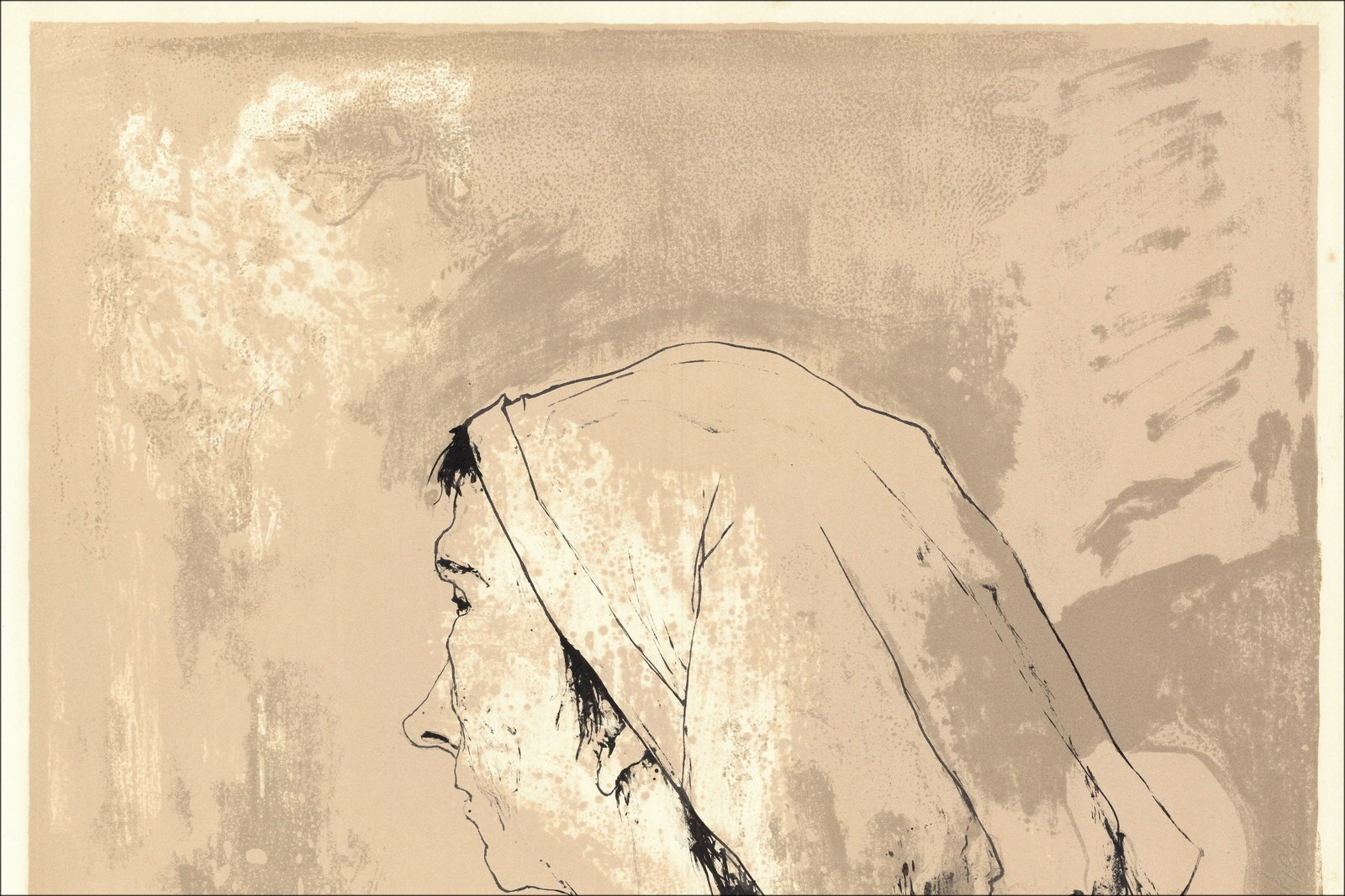 Jean Jansem, Donna di profilo (1975) | Litografia originale