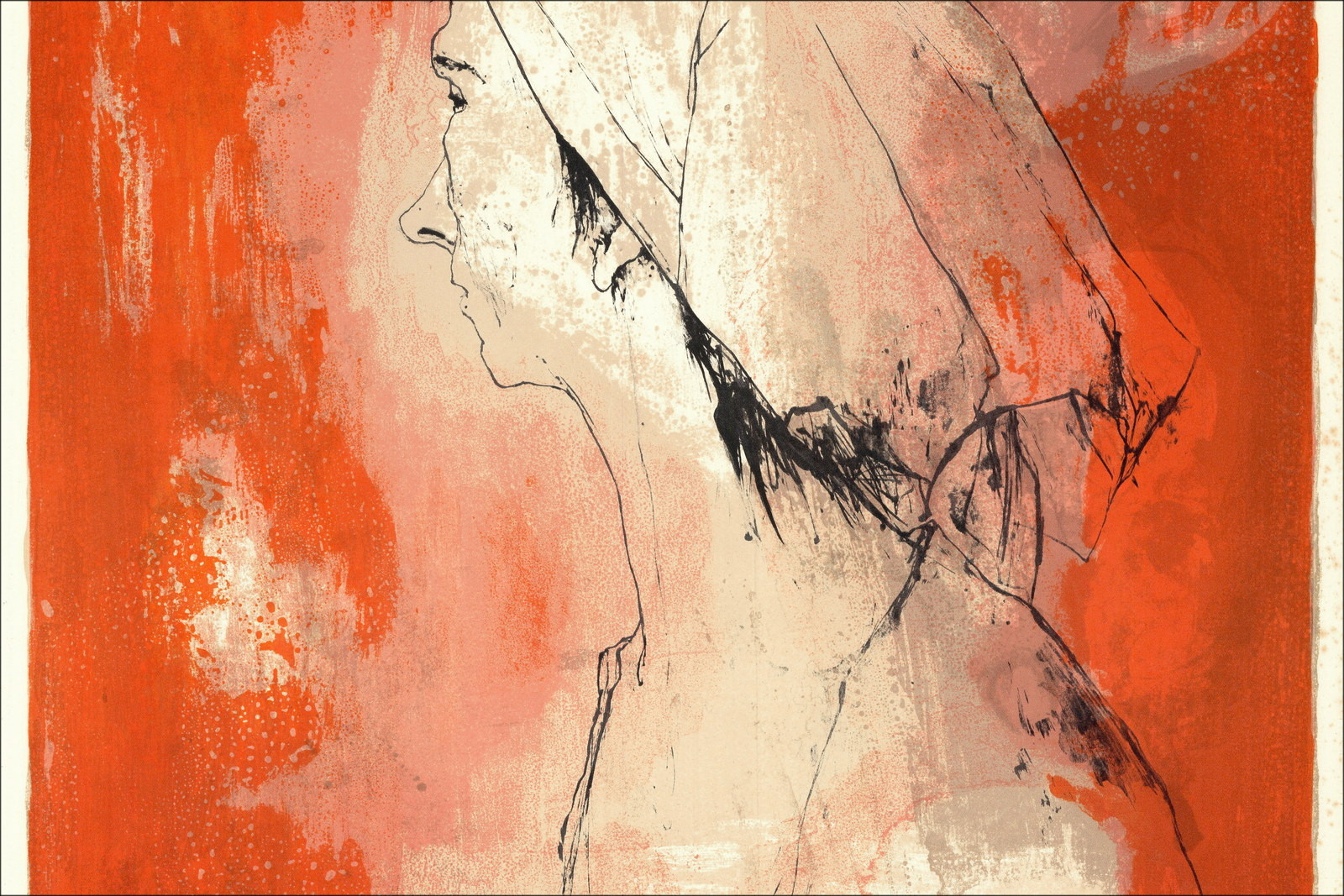Jean Jansem, Woman in Red Profile (1975) | Original Lithograph