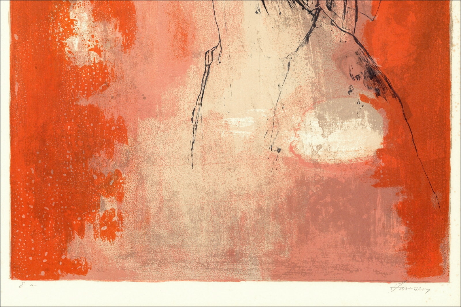 Jean Jansem, Donna di profilo rosso (1975) | Litografia originale