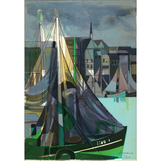 Camille Hilaire Die Normandie, Honfleur, Lithografie