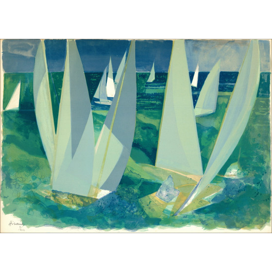 Camille Hilaire Regatta in Normandië, originele lithografie