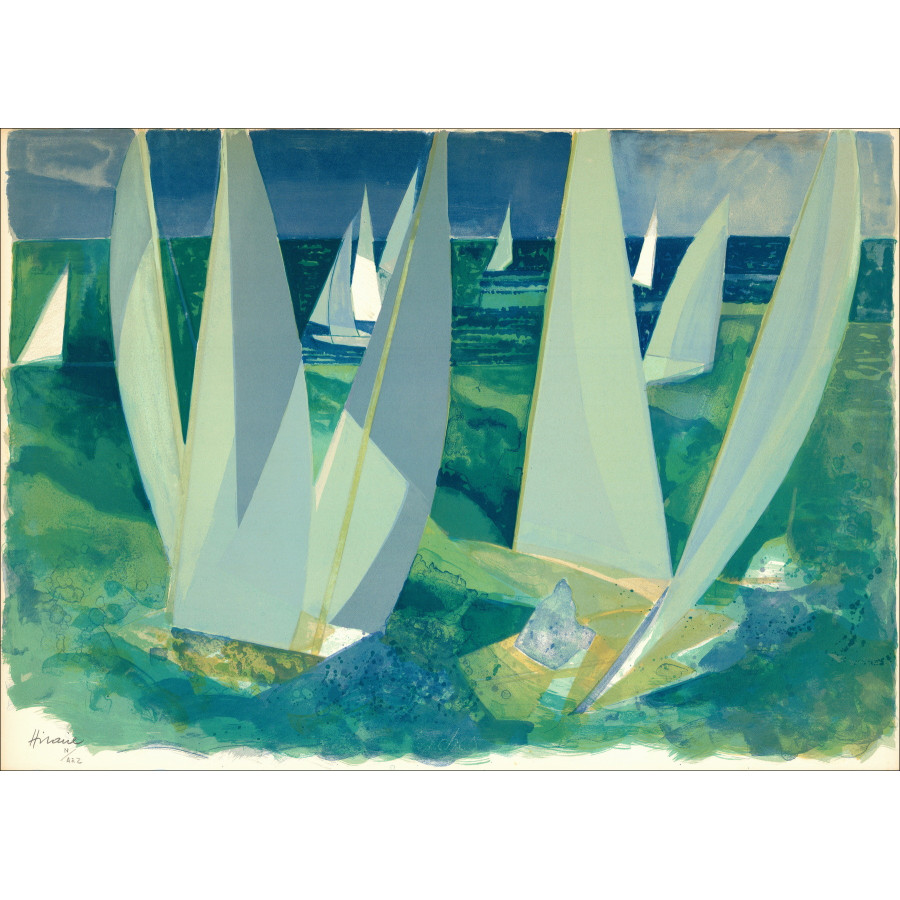 Camille Hilaire Regatta in Normandië, originele lithografie