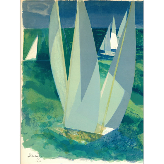 Camille Hilaire Regata en Normandía, litografía original