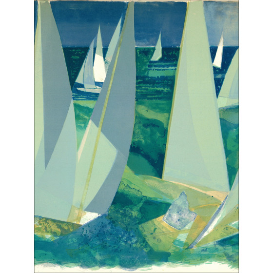 Camille Hilaire Regatta in der Normandie, Original-Lithographie