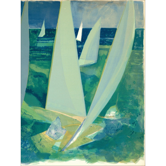 Camille Hilaire Regata en Normandía, litografía original