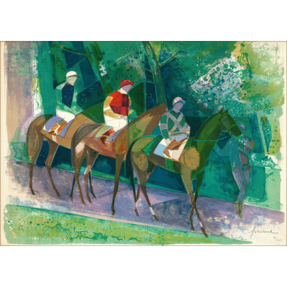 Camille Hilaire Before the Race II, signed lithograph