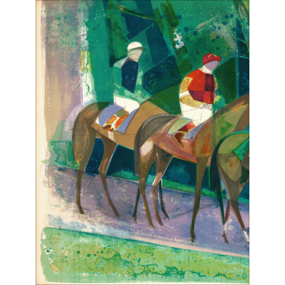 Camille Hilaire Before the Race II, signed lithograph