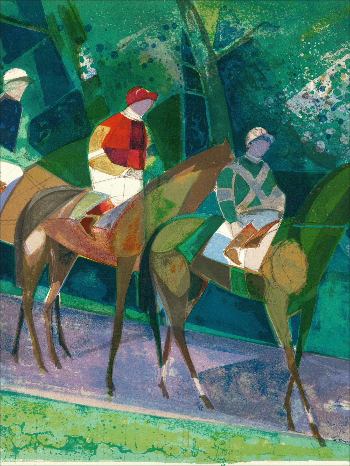 Camille Hilaire Vor dem Rennen II, signierte Lithografie