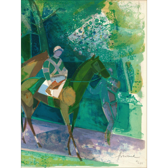 Camille Hilaire Before the Race II, signed lithograph
