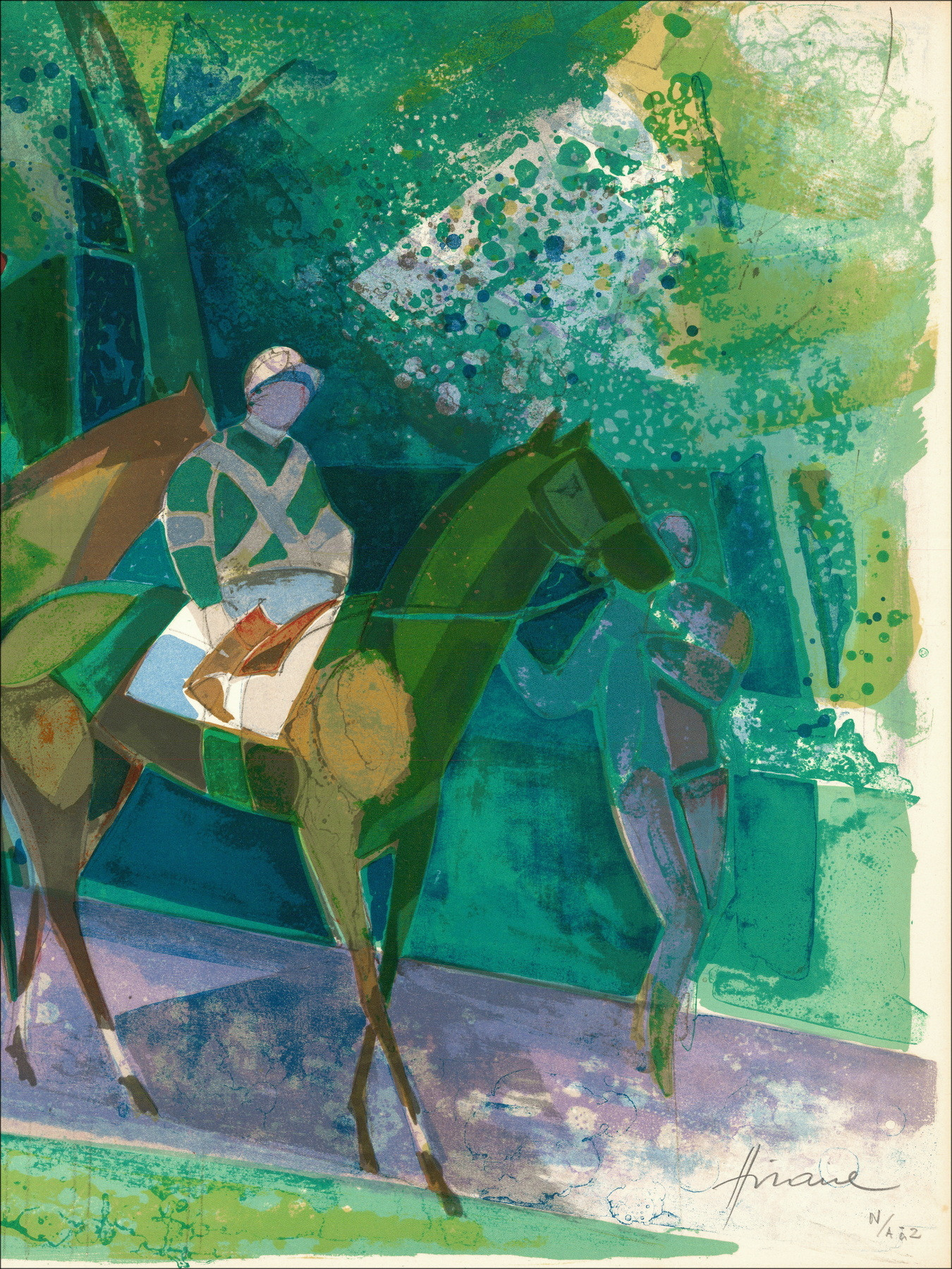 Camille Hilaire Avant la Course II, lithographie signée