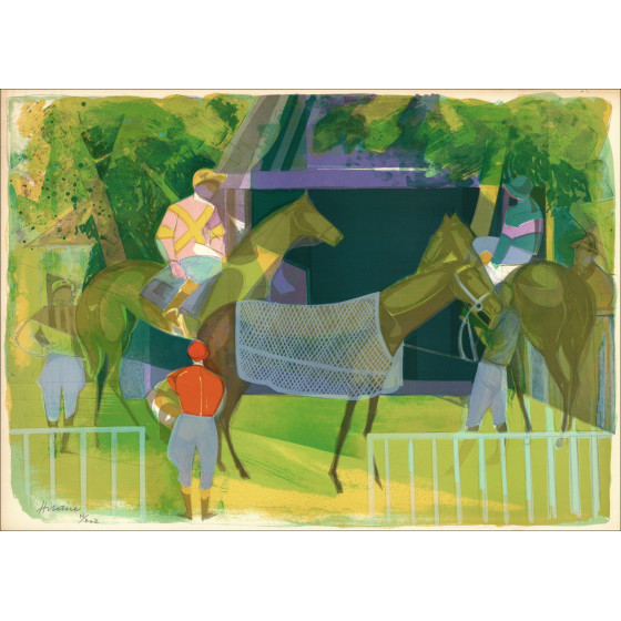 Camille Hilaire Vóór de Race I, originele lithografie