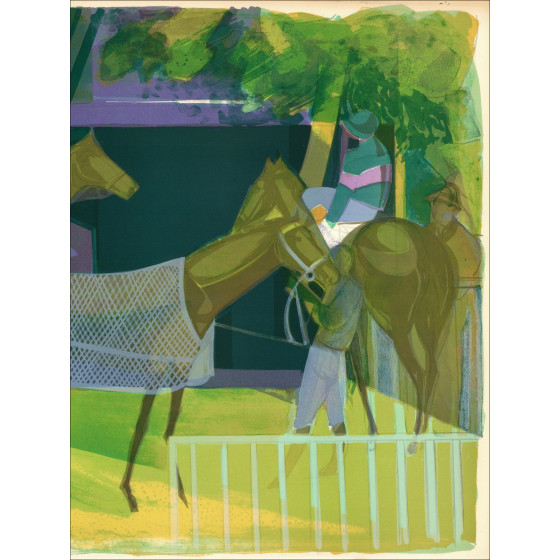 Camille Hilaire Vóór de Race I, originele lithografie