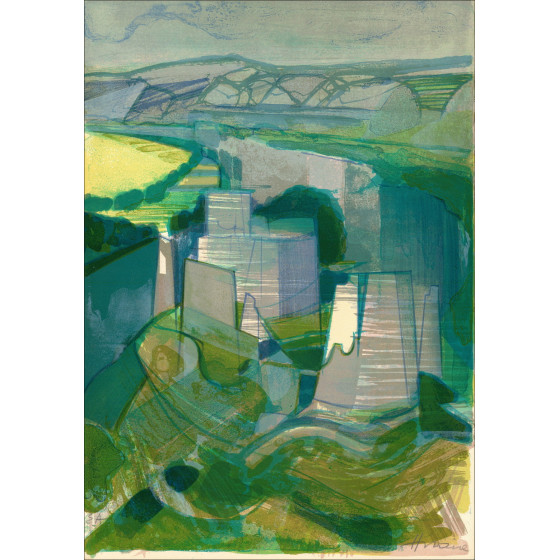 Camille Hilaire, La Normandie Château Gaillard, lithografie.