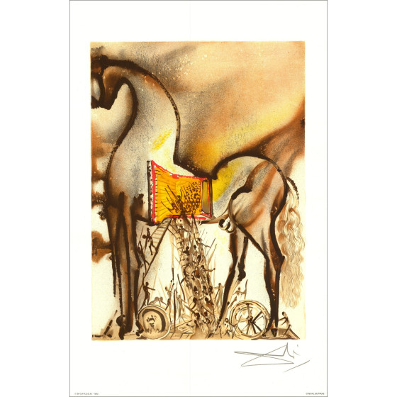 Salvador Dalí "Caballo Daliniano", Caballo de Troya, litografía