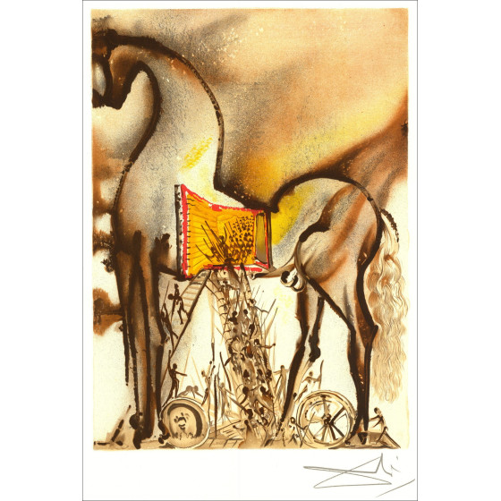 Salvador Dalí Dalinian Horses, Trojan Horse, lithograph