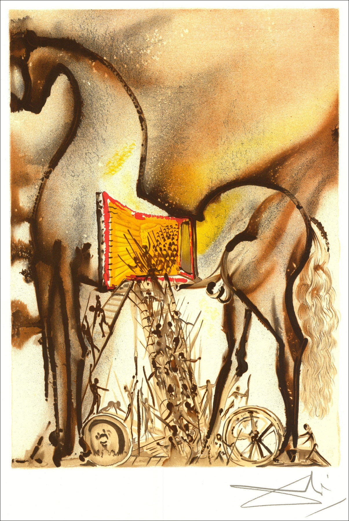 Salvador Dalí Dalinian Horses, Trojan Horse, lithograph