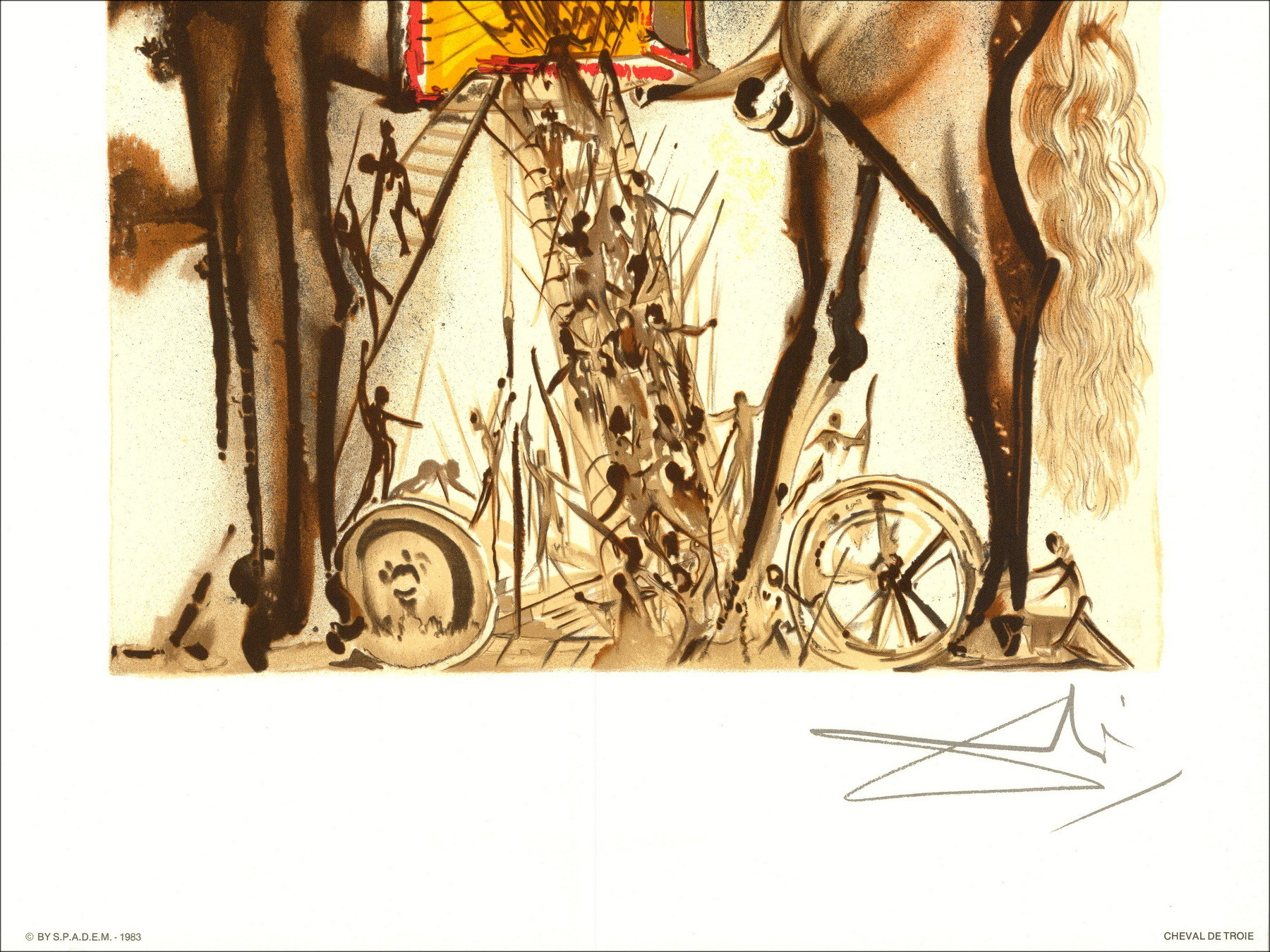 Salvador Dalí "Caballo Daliniano", Caballo de Troya, litografía