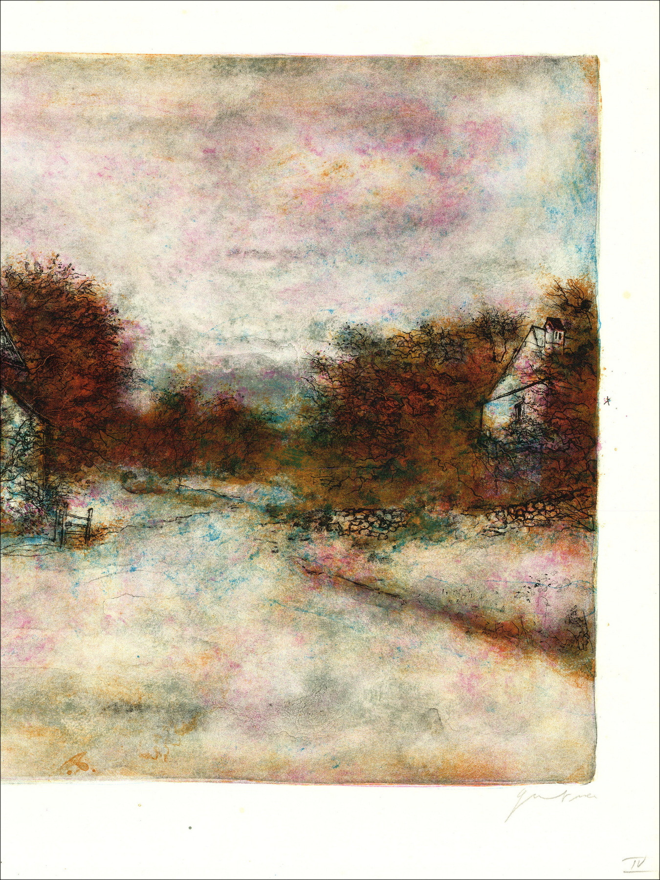 Bernard Gantner La Clairière, ondertekende lithografie