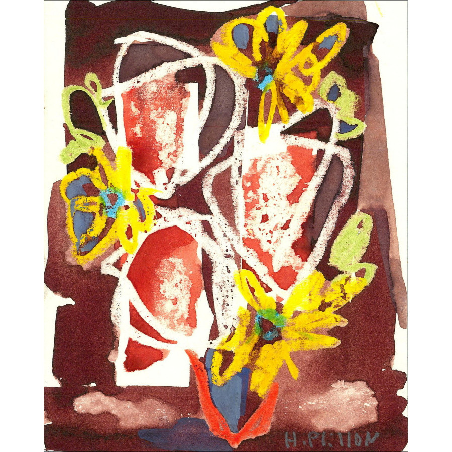 Henri Plisson Blumenkomposition, Original-Aquarell