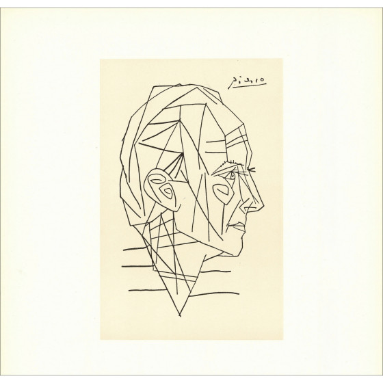 Retrato de Paul Éluard por Pablo Picasso, litografía de 1956.