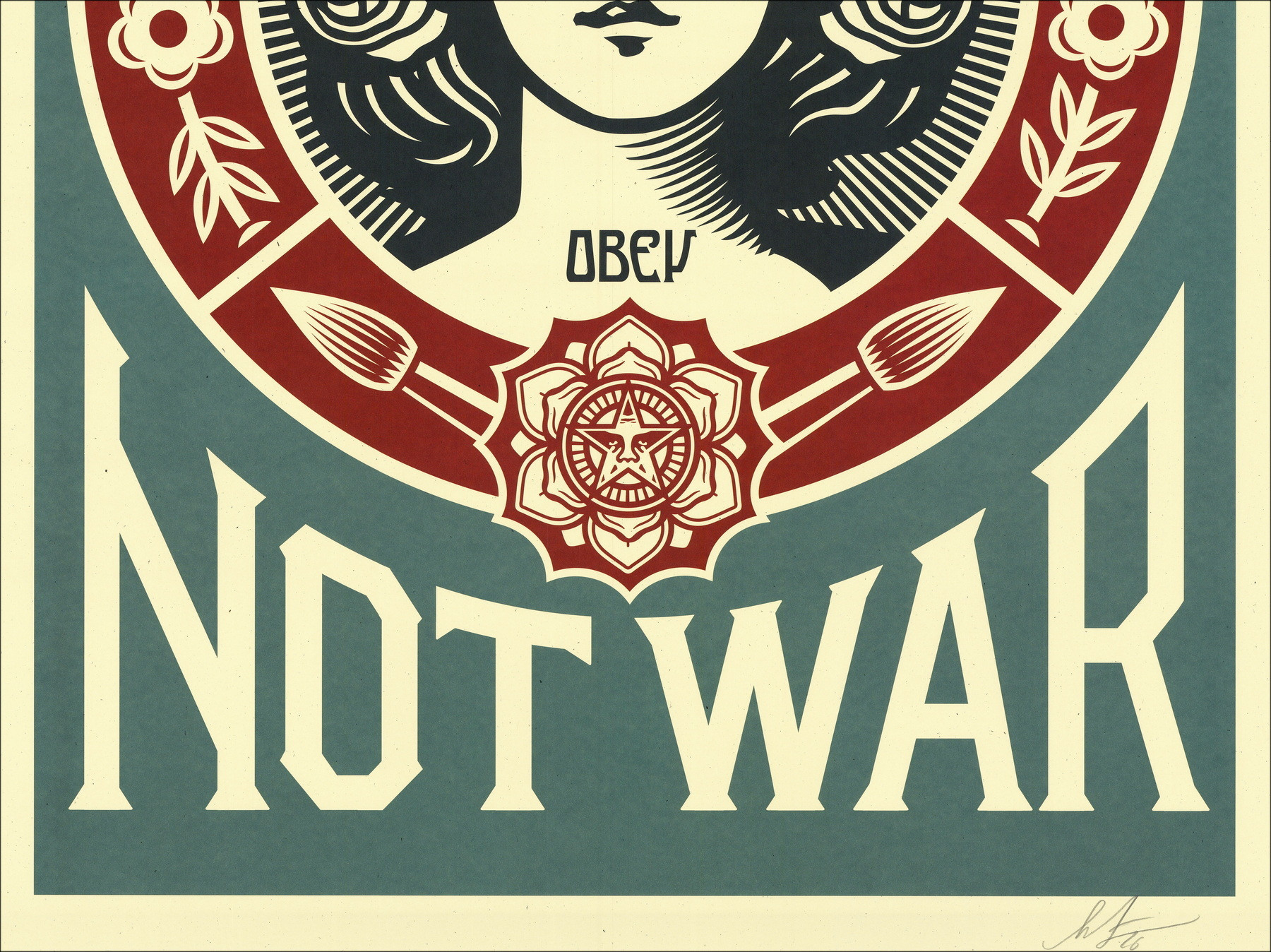 Shepard Fairey Mach Kunst, keinen Krieg Blau, signierte Siebdruck