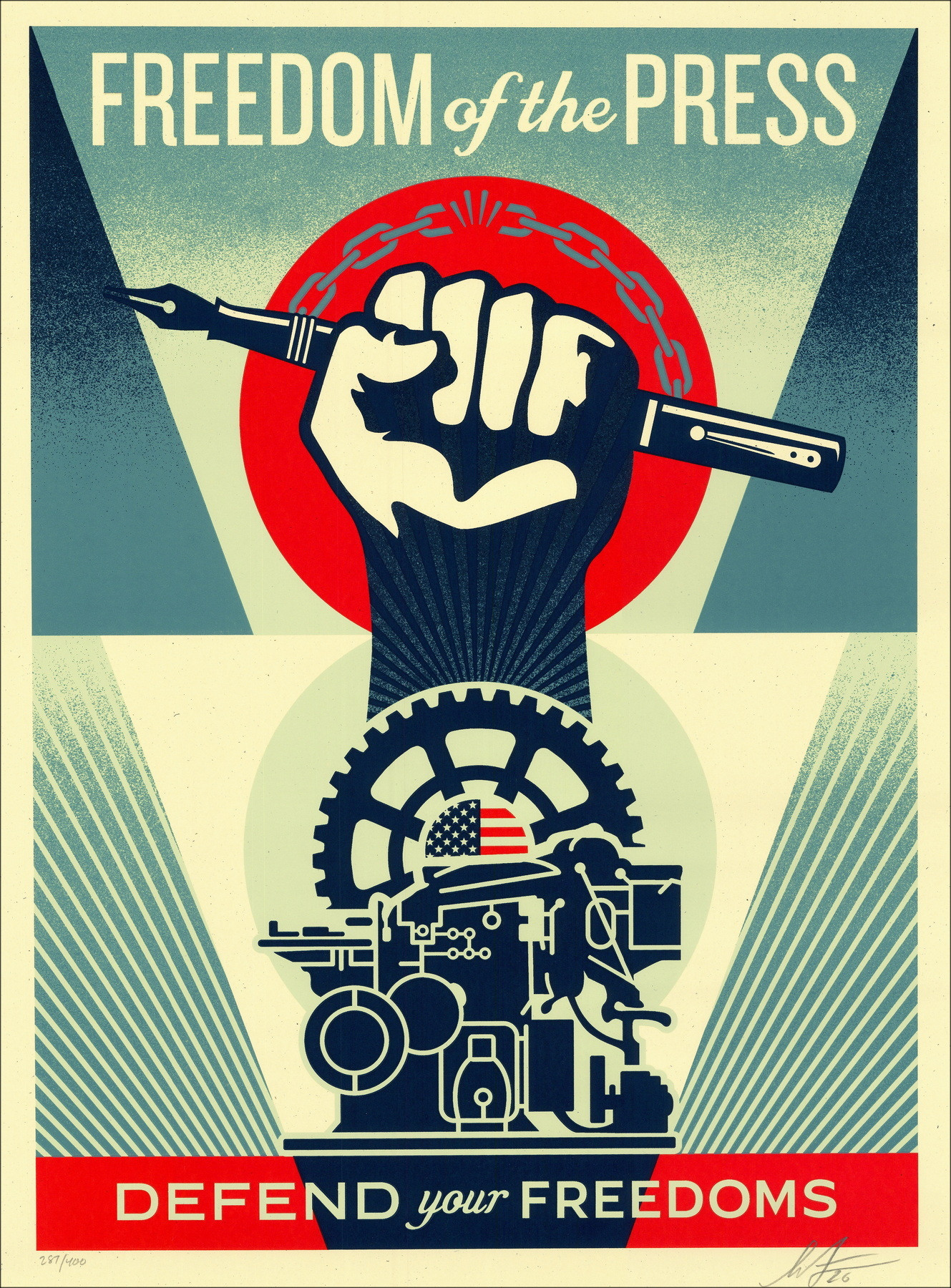 Shepard Fairey Libertad de Prensa 2026, serigrafía firmada