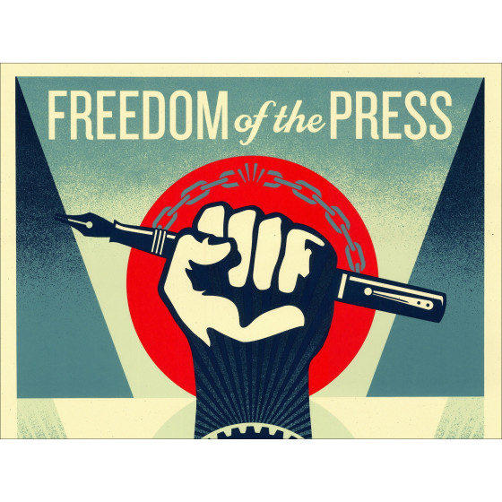 Shepard Fairey Freedom of the Press 2026, serigrafia firmata