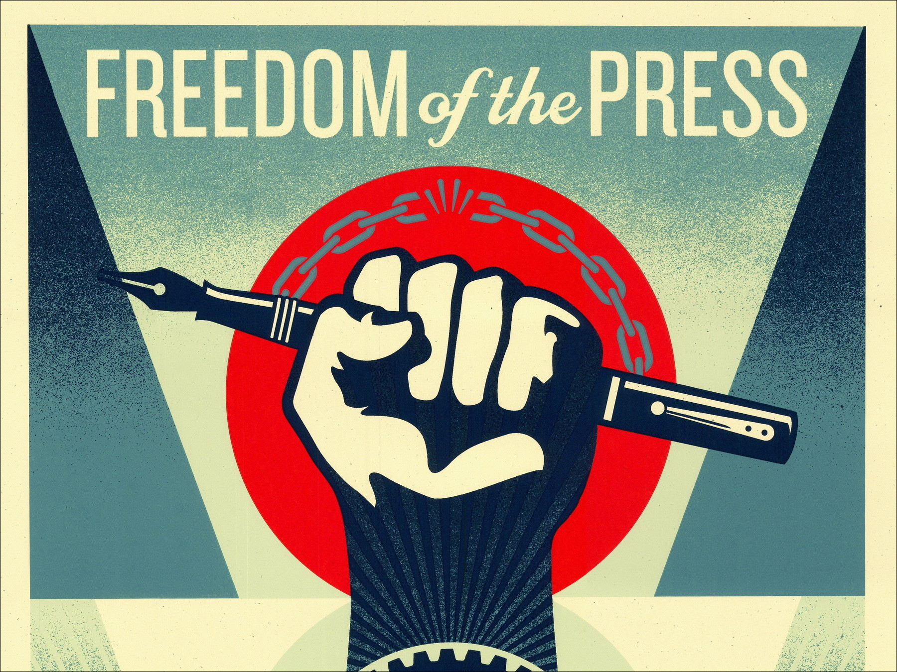 Shepard Fairey Freedom of the Press 2026, serigrafia firmata