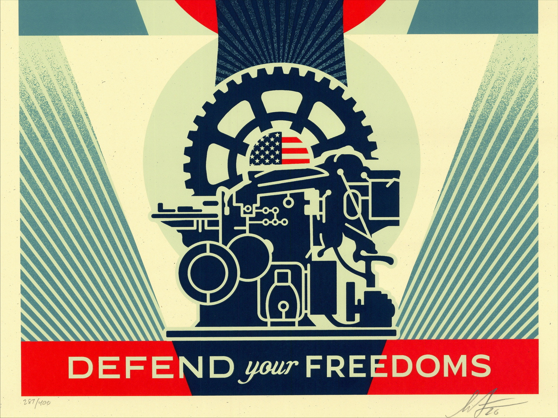 Shepard Fairey Freedom of the Press 2026, serigrafia firmata