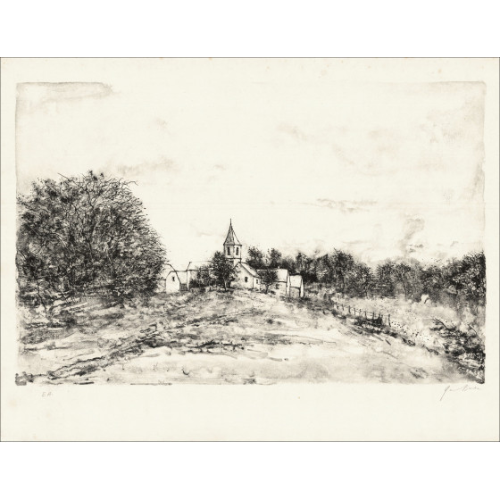 Bernard Gantner De Kerk, lithografie EA ondertekend
