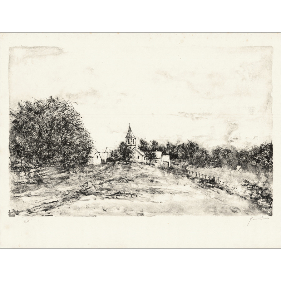 Bernard Gantner L'Église, lithographie EA signée