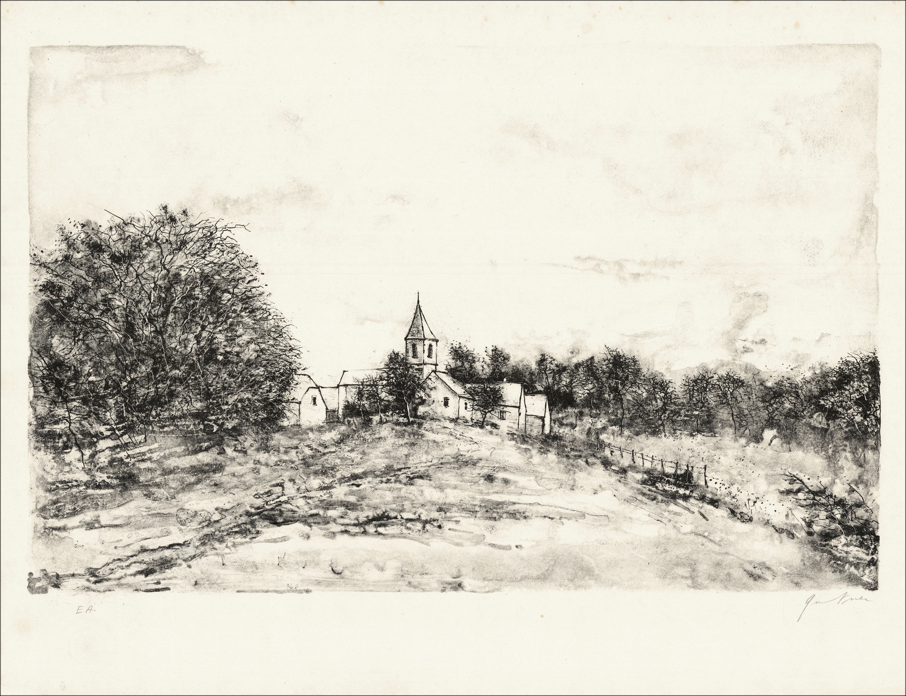 Bernard Gantner L'Église, lithographie EA signée