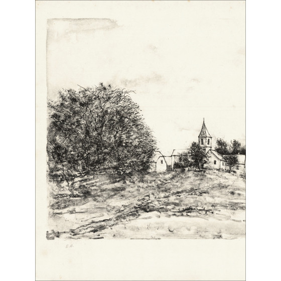 Bernard Gantner De Kerk, lithografie EA ondertekend