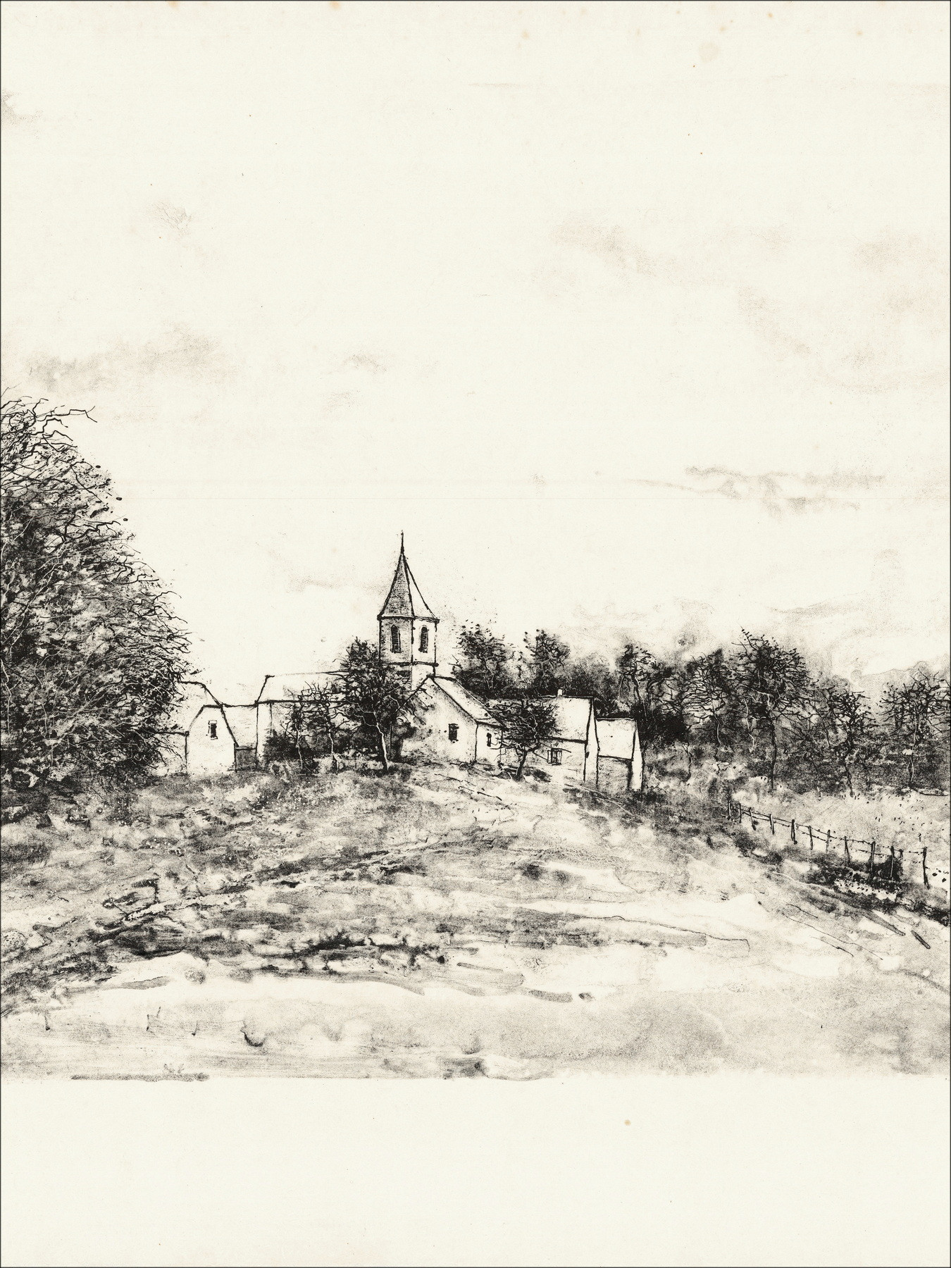 Bernard Gantner La Iglesia, litografía EA firmada