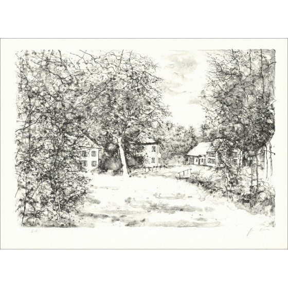 Bernard Gantner Forest Houses, lithograph EA signed
