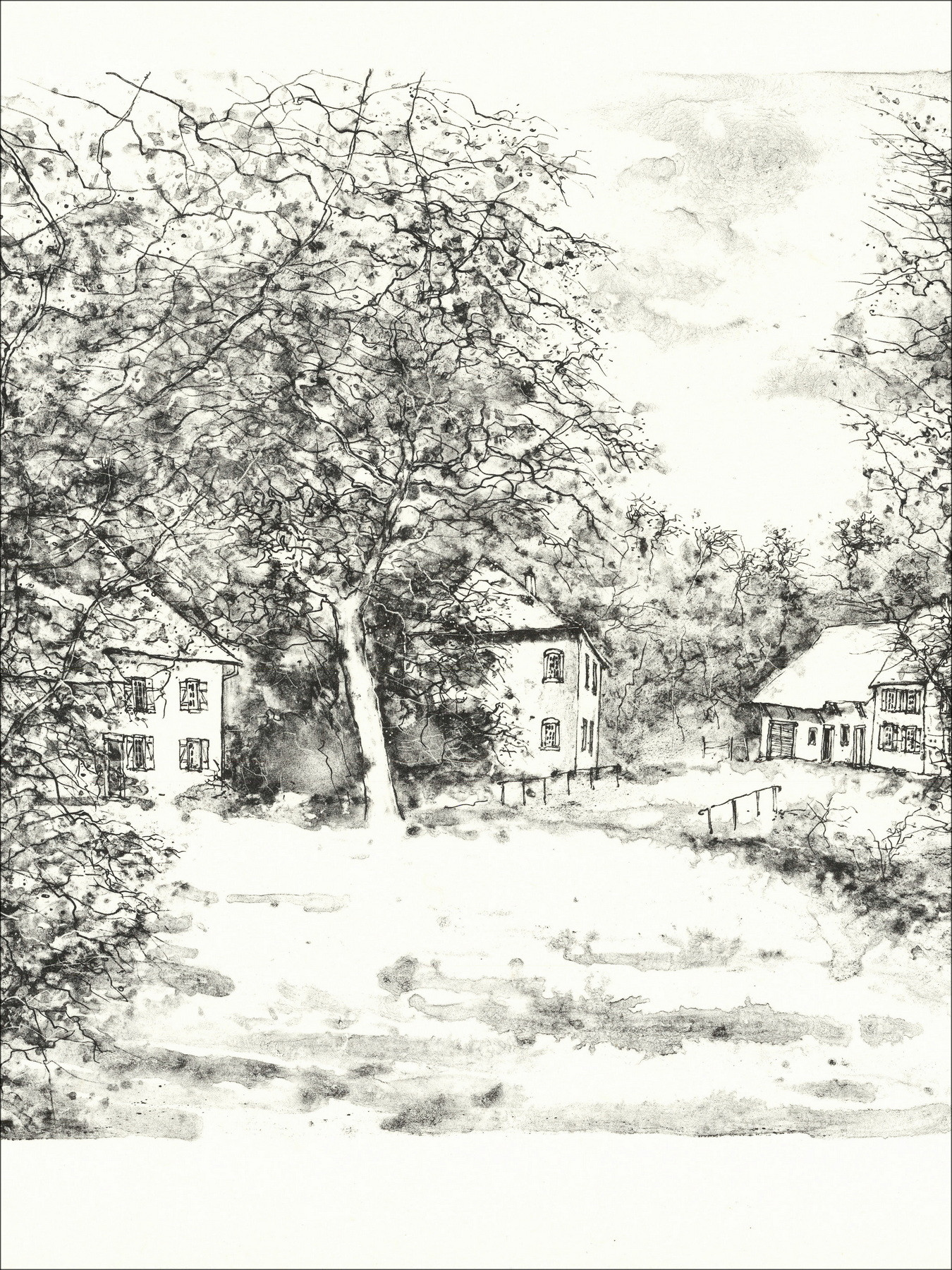 Bernard Gantner Forest Houses, lithograph EA signed