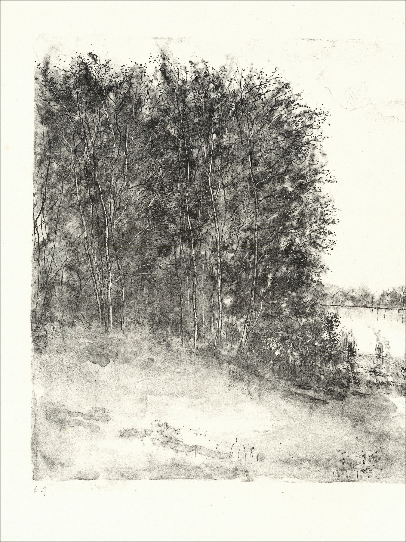 Bernard Gantner Le Lac, lithographie originale EA signée
