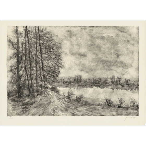 Bernard Gantner Lake in Winter, original lithograph EA signed