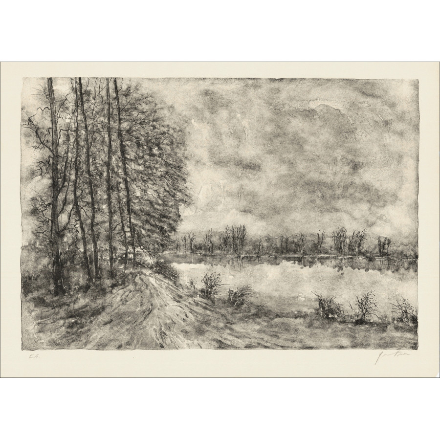 Bernard Gantner Lac en hiver, lithographie originale EA signée